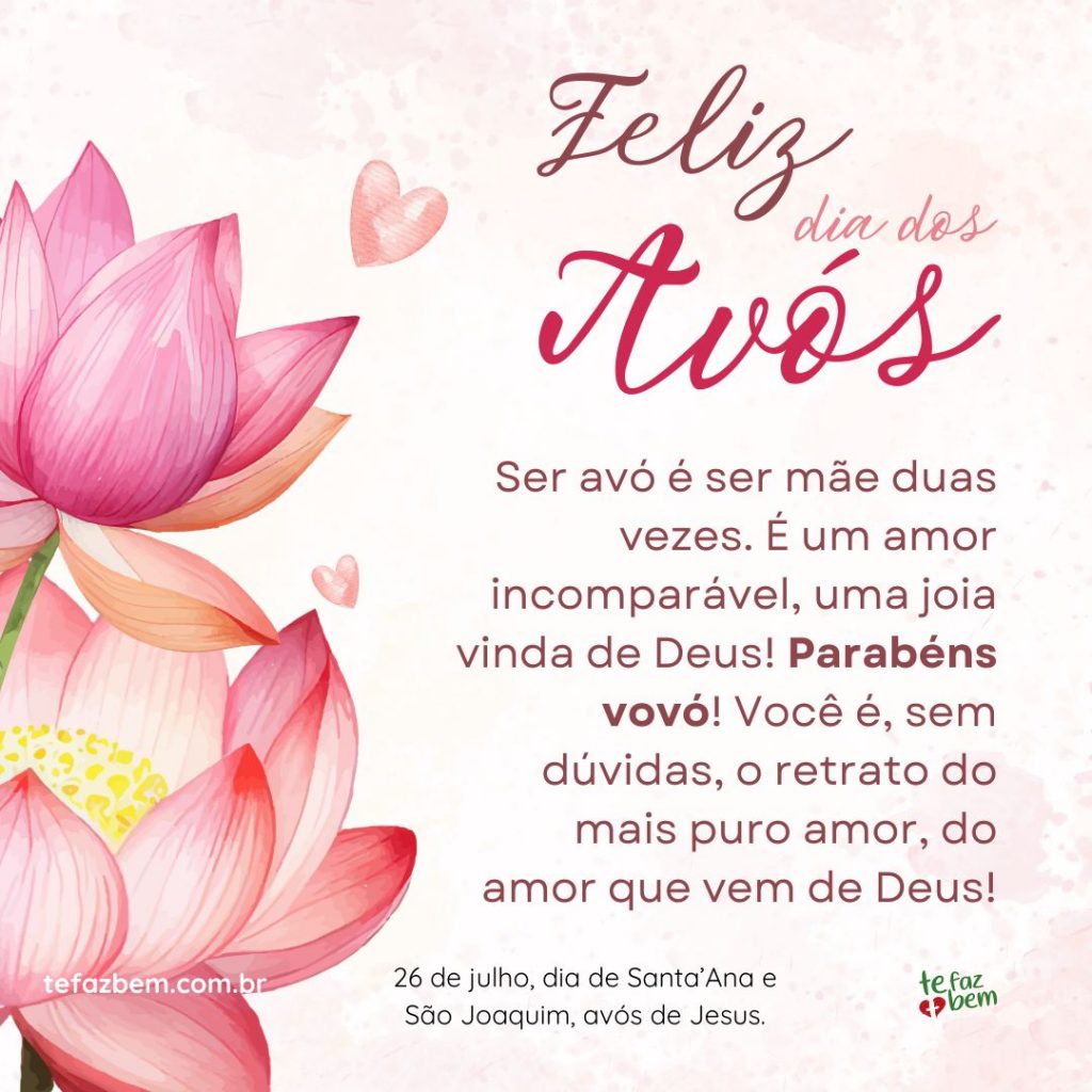 Feliz dia dos avós - com carinho e ternura - mensagem para enviar por whatsapp