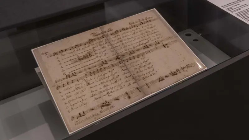 Partitura original da Música Noite Feliz. Foto: Museu de Salzburgo