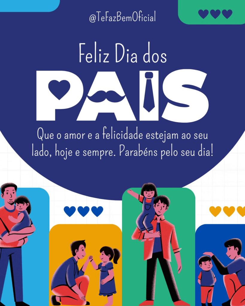 Menagem de Feliz dia dos Pais para enviar por WhatsApp. Crédito do design: Canva