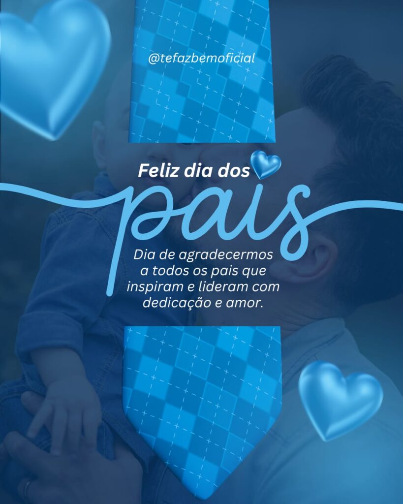 Menagem de Feliz dia dos Pais para enviar por WhatsApp. Crédito do design: Canva